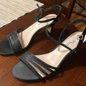 Nina NY black rhinestone dress heels